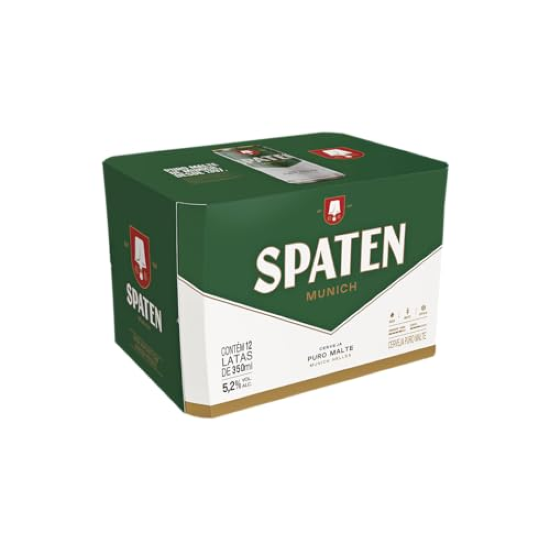 3 Packs: Cerveja Spaten, Puro Malte, Lata 350ml, Pack com 12 unidades