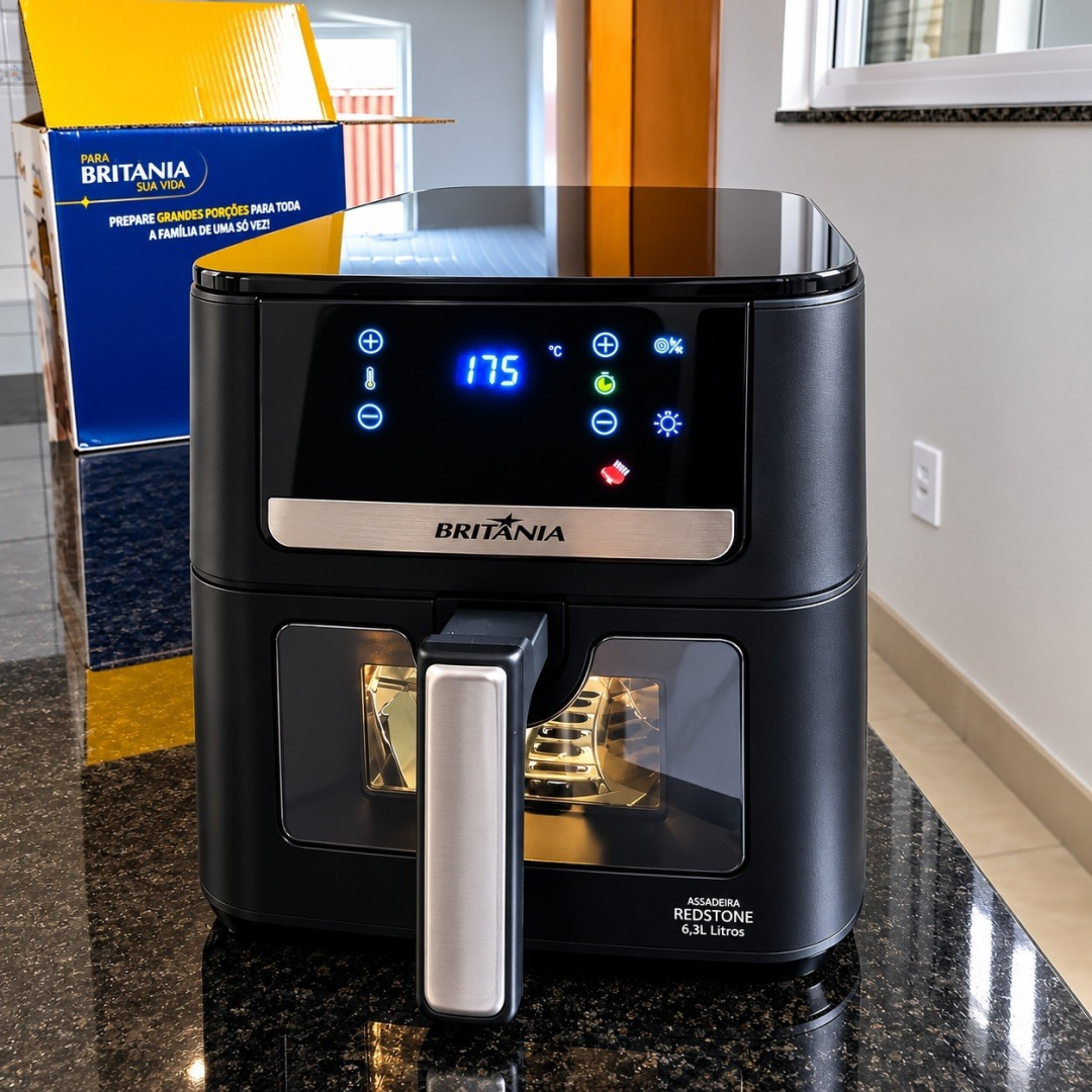 Air Fryer Britânia 6,5L 8 Funções Painel Digital 1700W 127v