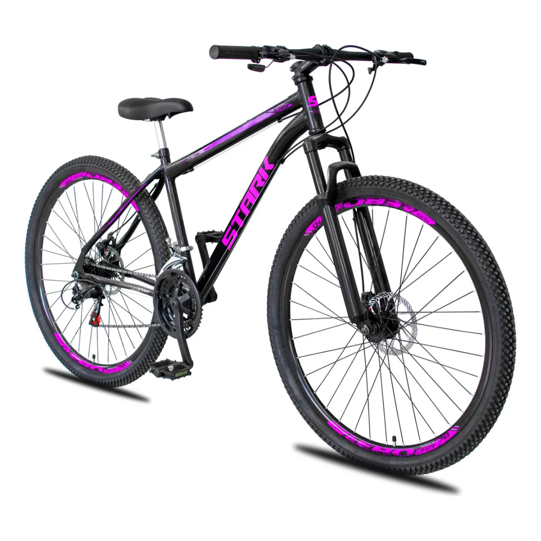 Bicicleta Aro 29 Stark Aço Carbono 21 Vel F Disco Suspensão Preto/rosa 18