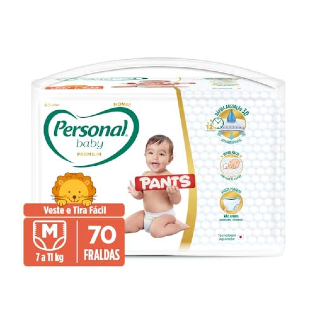 Personal Fralda Baby Premium Pants M, 70 Unidades