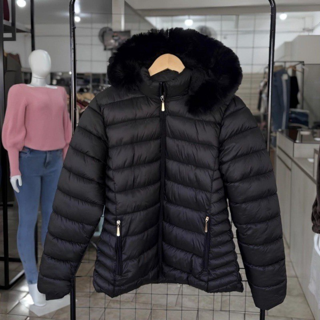 Jaqueta Puffer Feminina Forrada Pelucia Bobojaco Impermeável
