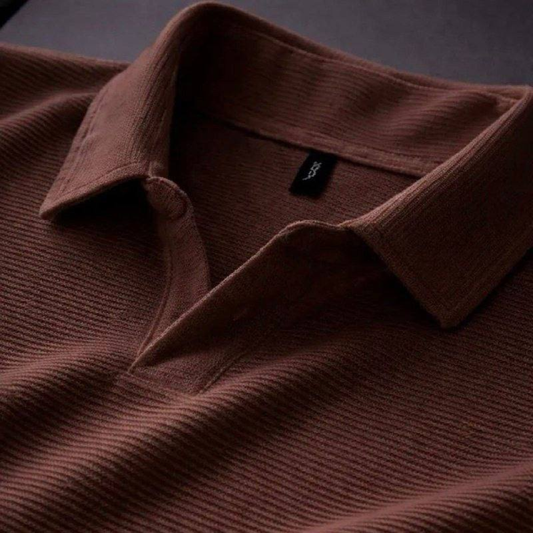 Camisa Camiseta Polo Masculina Texturizada Sem Botão