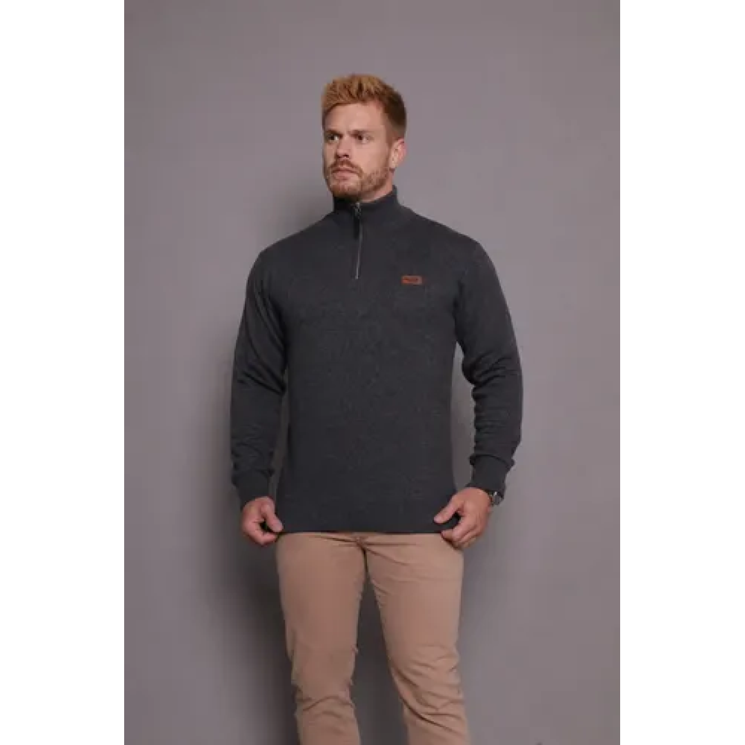 Suéter Masculino Zíper Gola Alta Red Nose Básico Inverno