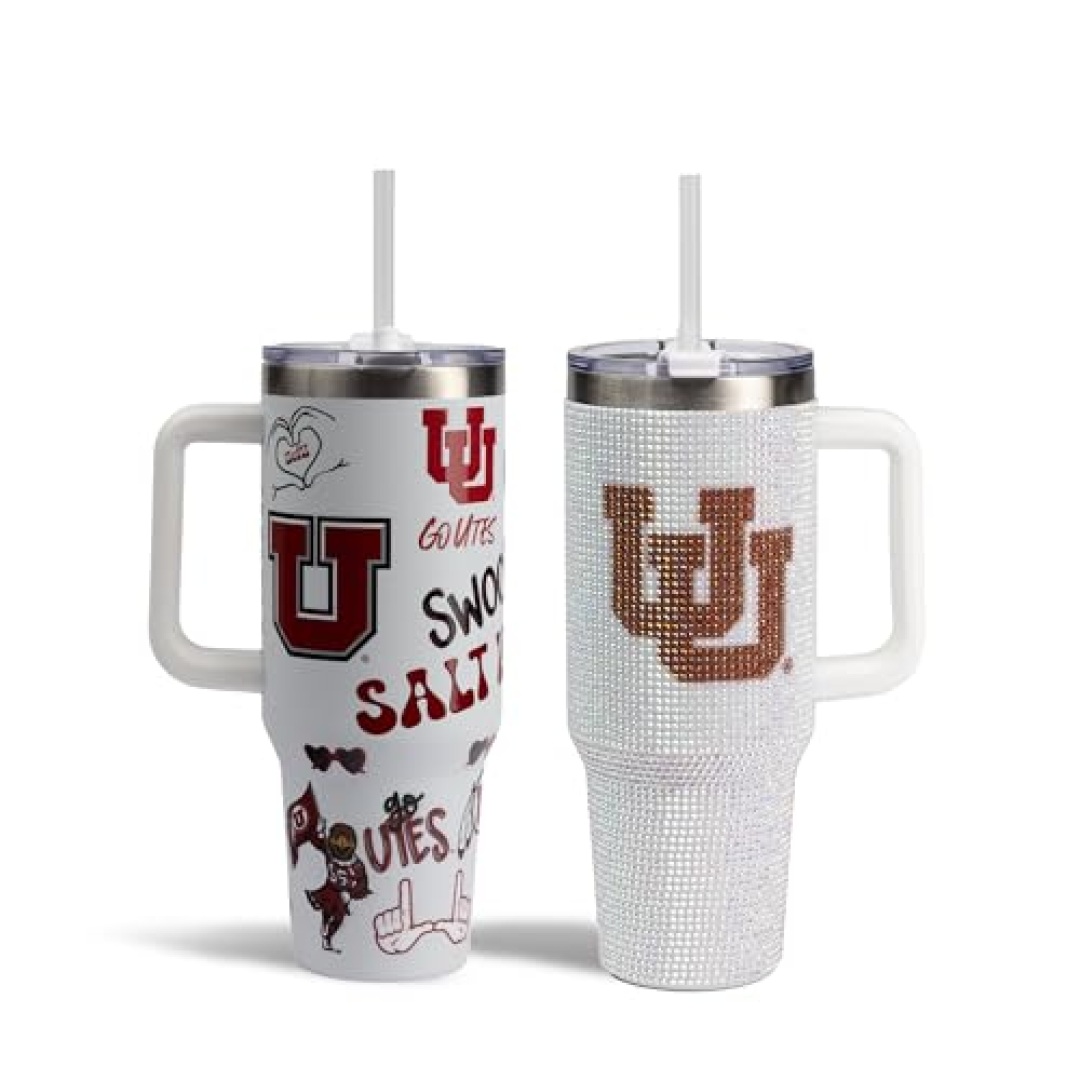 The Memory Company Pacote com 2 copos licenciados NCAA Game Day Team Spirit/Bling, University of Utah