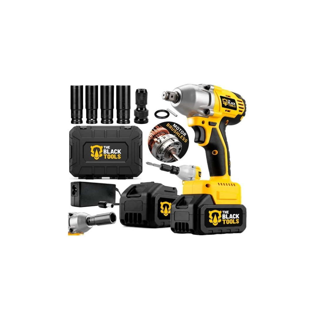 Chave De Impacto A Bateria 21V 1/2" Pol 2400 Rpm Bivolt Com Acessórios E Maleta The Black Tools