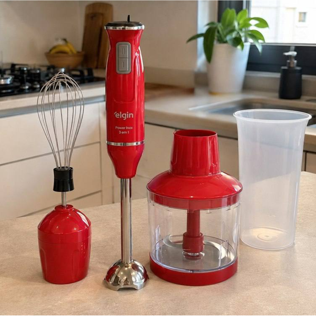 Mixer Power Inox 3 em 1 600W Elgin Vermelho 110V