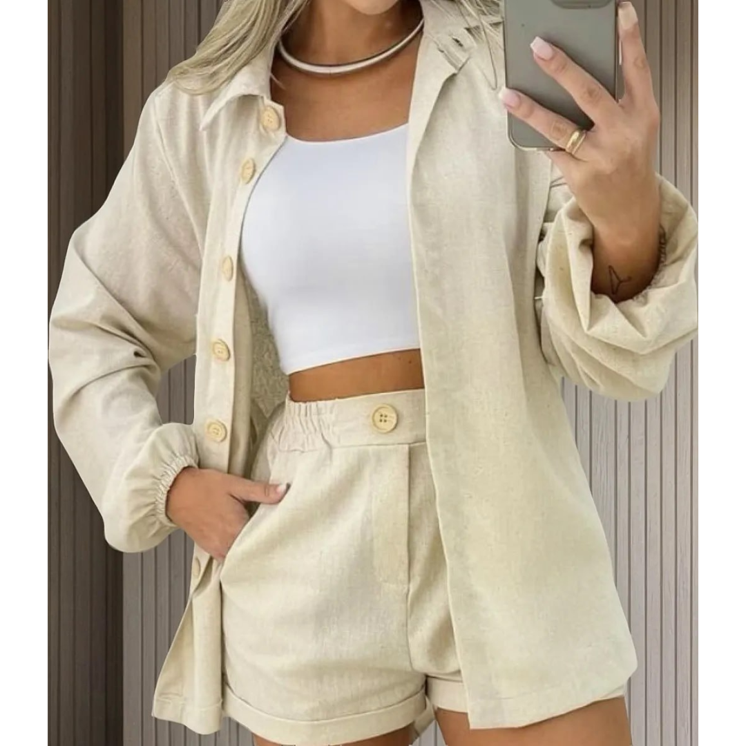 Conjunto Linho Camisa e Short Linha Premium