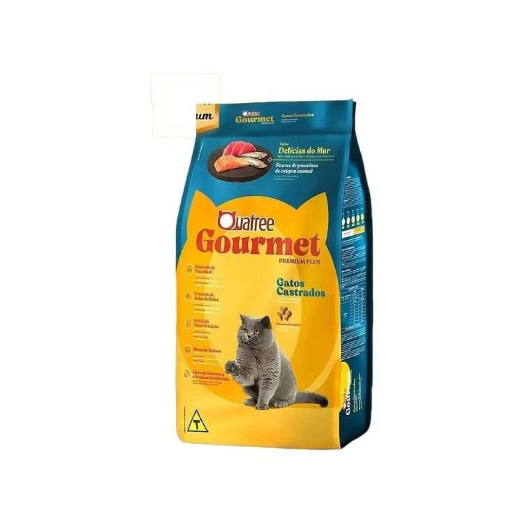Quatree Premium ração gatos castrados delicias do mar gourmet 10,1kg