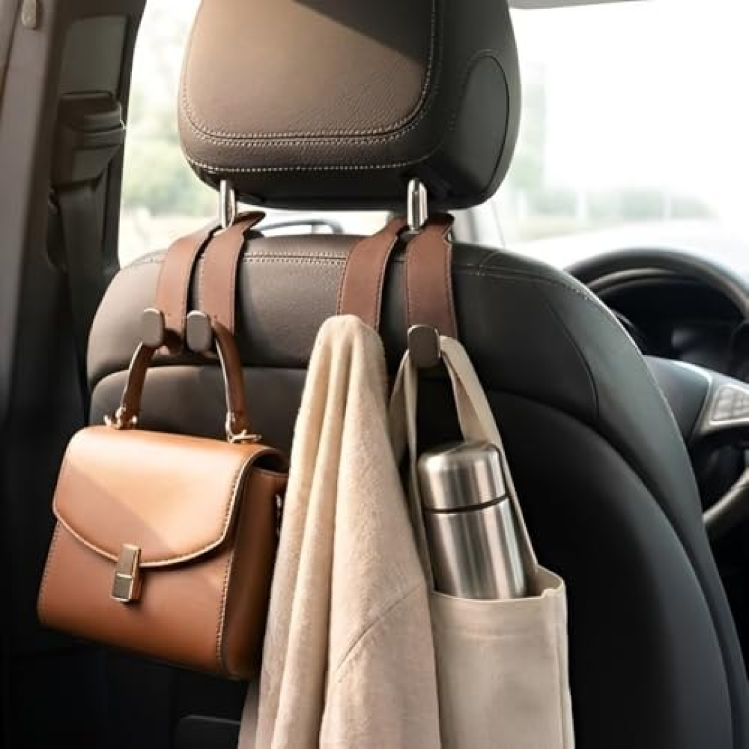 Gancho Universal Premium Para Encosto De Cabeça De Carro, VARENZIA Duplo Em Couro E Metal, Suporte Para Bolsa, Roupas E Garrafas, Instalação Universal
