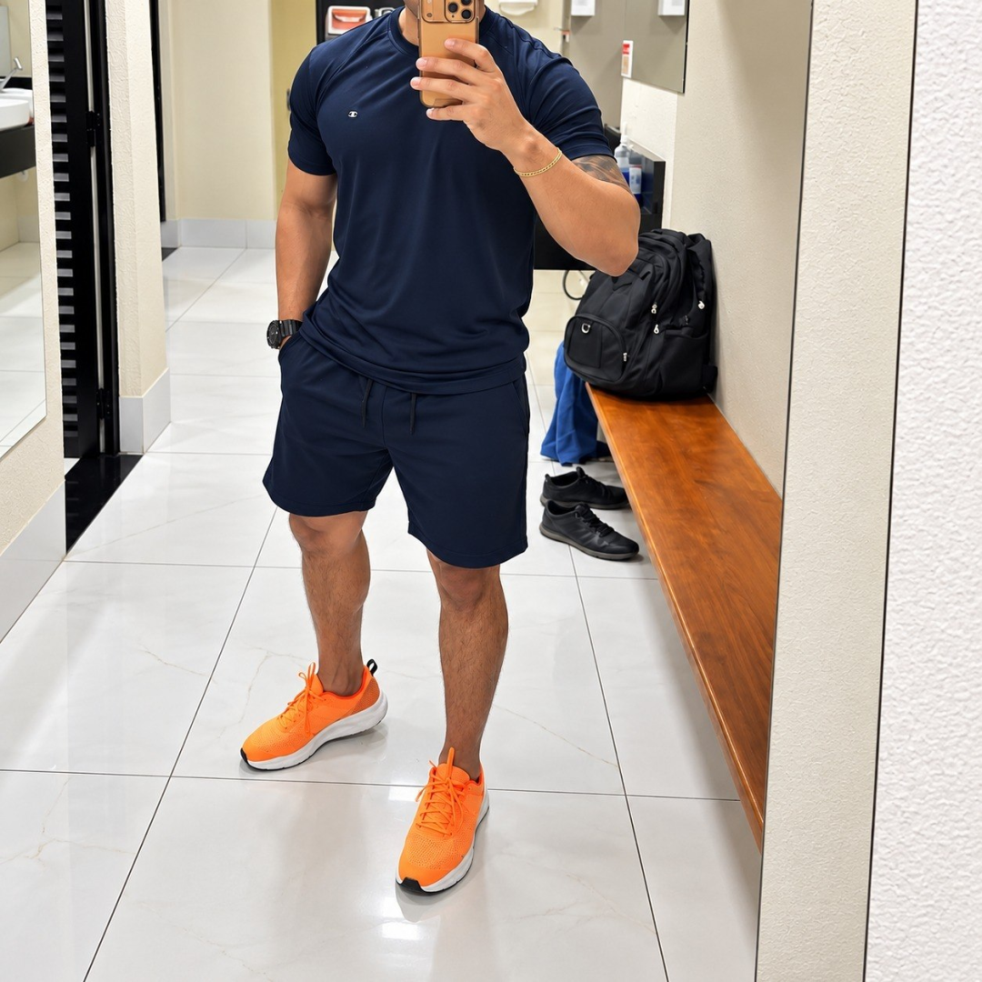 Kit com 8 Peças Dry Fit 4 Camisetas + 4 Shorts Sandrini