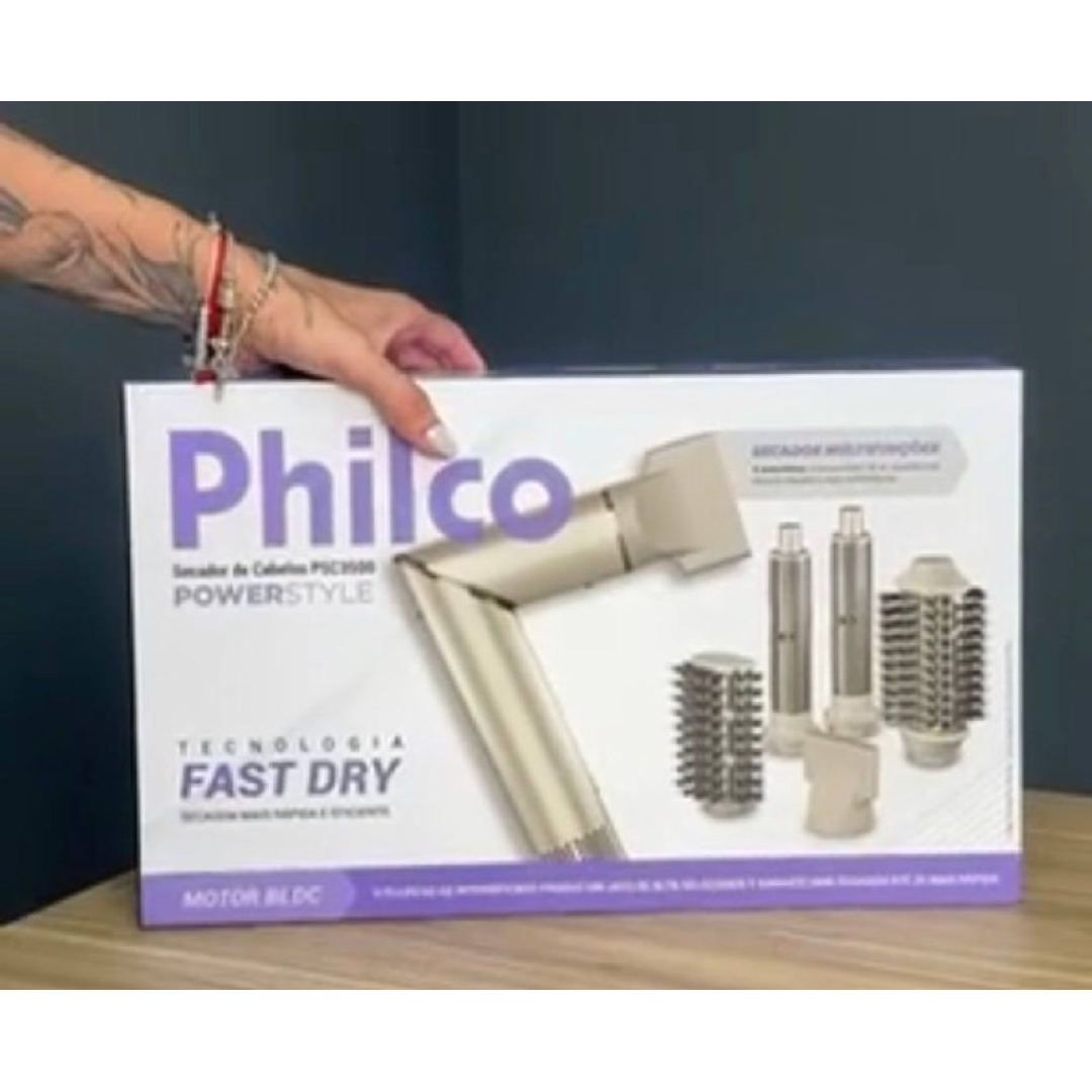 Secador De Cabelos Philco Psc3500 4 Em 1 Dobrável Motor Bldc Bege 220v