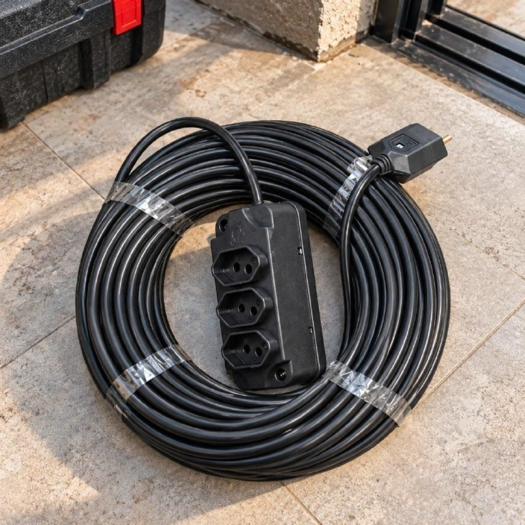 Extensão Elétrica 30 Metros Reforçada 3 Tomadas 10a 20a Bivolt