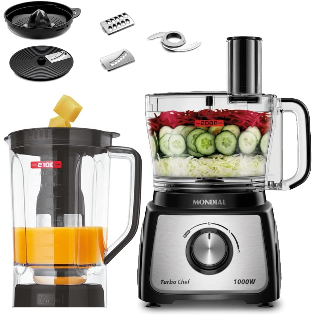 MONDIAL Multiprocessador Turbo Chef 7 em 1, Preto, 1000W, 220V - MPN-01-BE