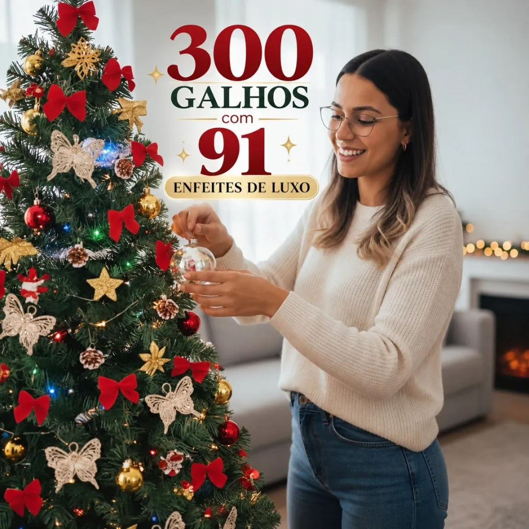 Árvore De Natal Decorada 1,5m Pinheiro Cheia 150cm Enfeitada