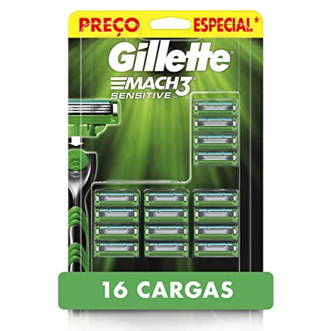 Kit com 16 Cargas para Aparelho de Barbear Gillette Mach3 Sensitive
