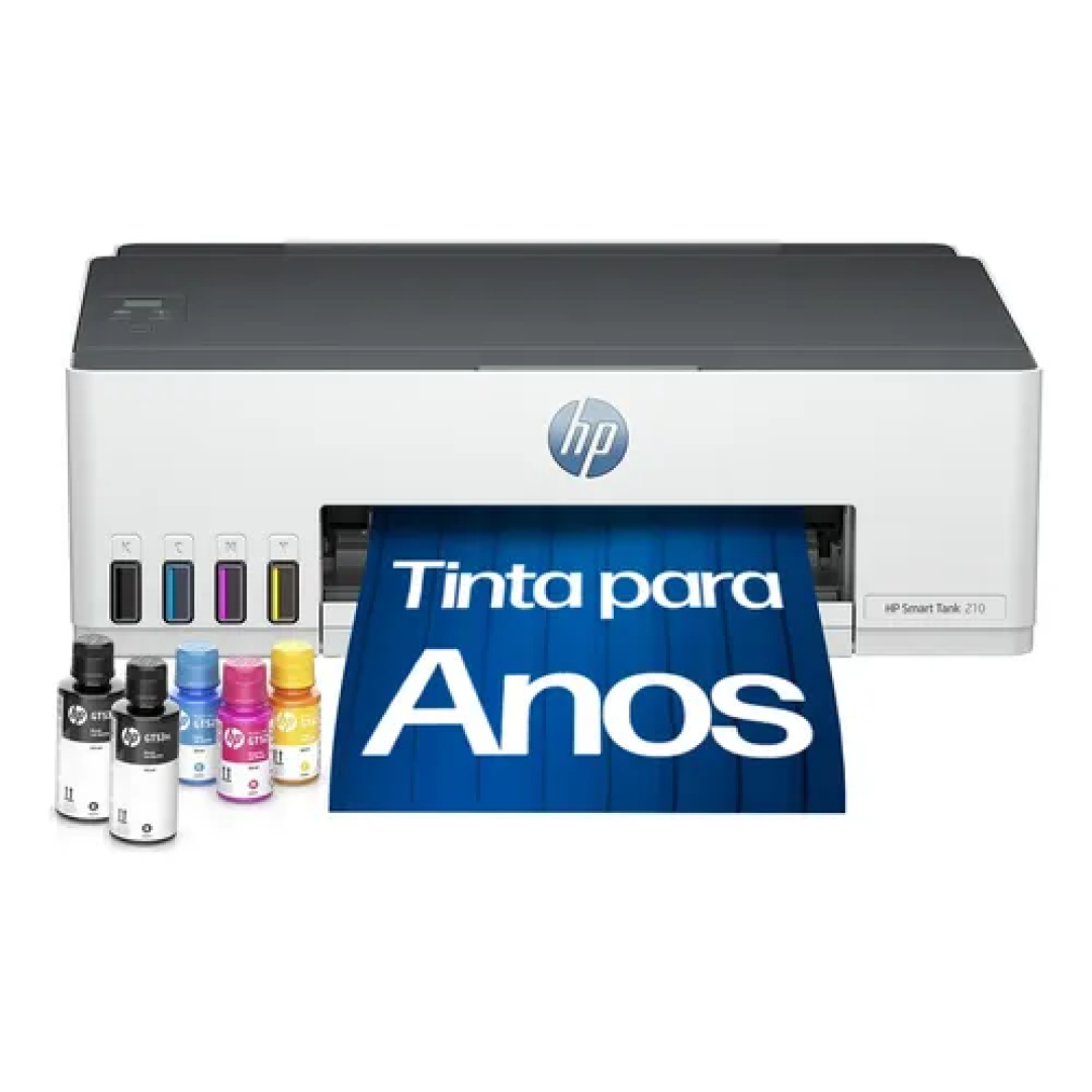 Impressora HP Smart Tank 210 com Tanque de Tinta Colorida - Wi-Fi - USB 2.0