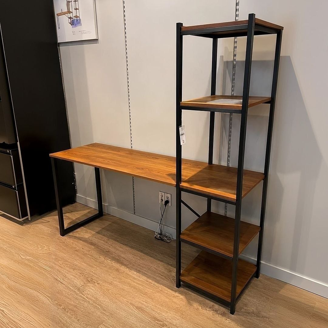 Mesa Escrivaninha Industrial Laminado Com 5 Prateleiras