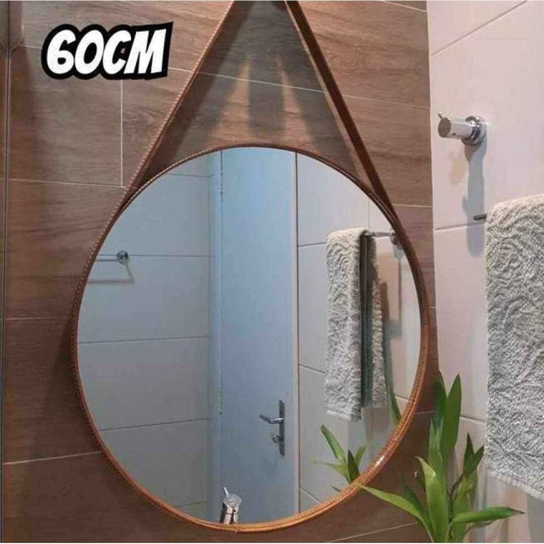 Espelho Para Banheiro Decorativo Redondo 60cm Com Suporte