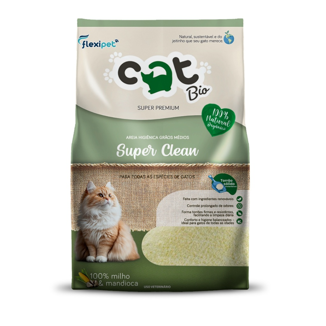 Areia Higiênica Biodegradável Catbio 4 Kg Super Clean Grãos Médios