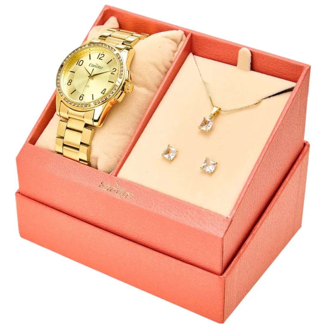 Relógio Feminino Elegante Co2035nsm/k4x Dourado Condor