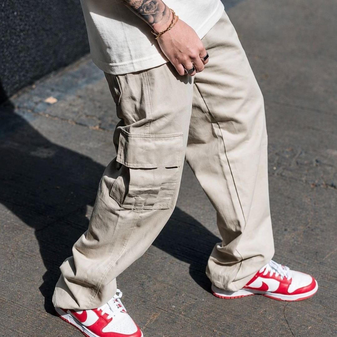 Calça Jogger Cargo Com Punho Sarja