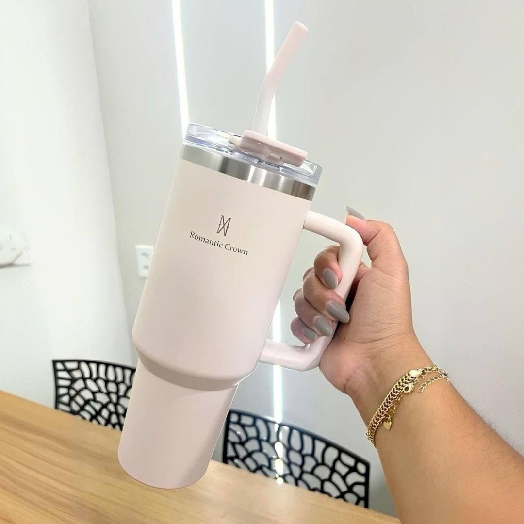 Copo Térmico Gigante 1,2L Inox Com Tampa E Canudo