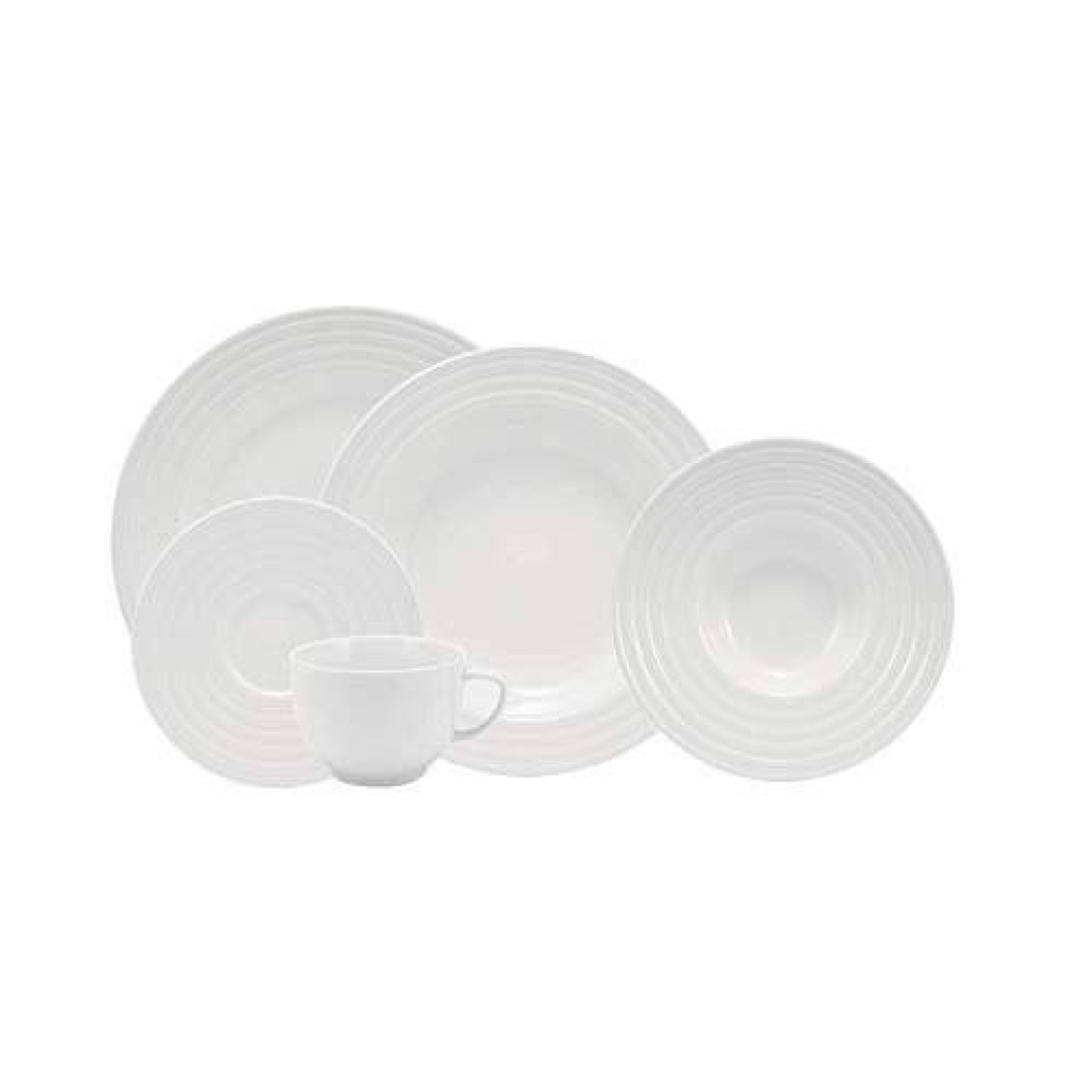 Porcelana Schmidt Arcos Aparelho de Jantar e Chá 20 peças (Xícara Chá 200 ml), Branca
