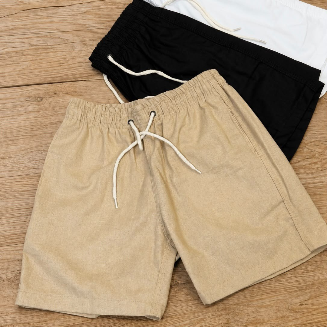 Kit com 3 Shorts Bermuda em Linho
