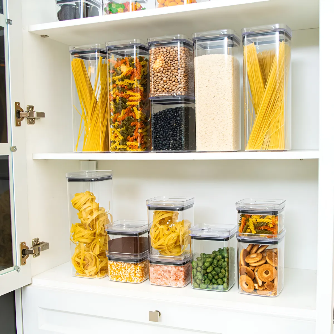 Kit 7 Potes Herméticos Acrílico Cristal Amobox Resistente Cor Transparente