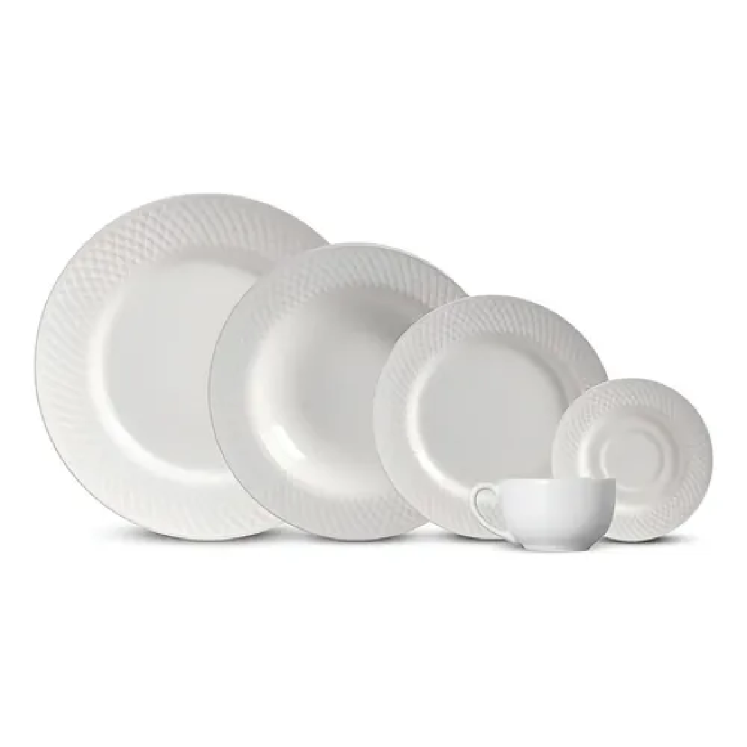 Aparelho De Jantar 30 Peças Split White Alleanza Cerâmica Cor Branco
