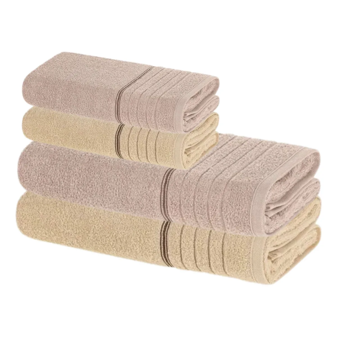 Jogo de Toalhas 4 Pçs Fio Cardado 100 Algodão Softmax Bressan Karsten Bordô/Grão