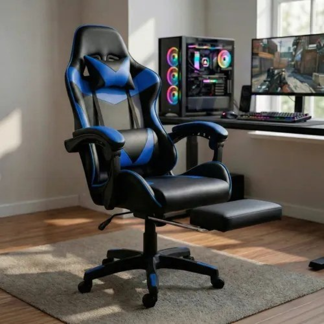 Cadeira Gamer Com Apoio Para Pés