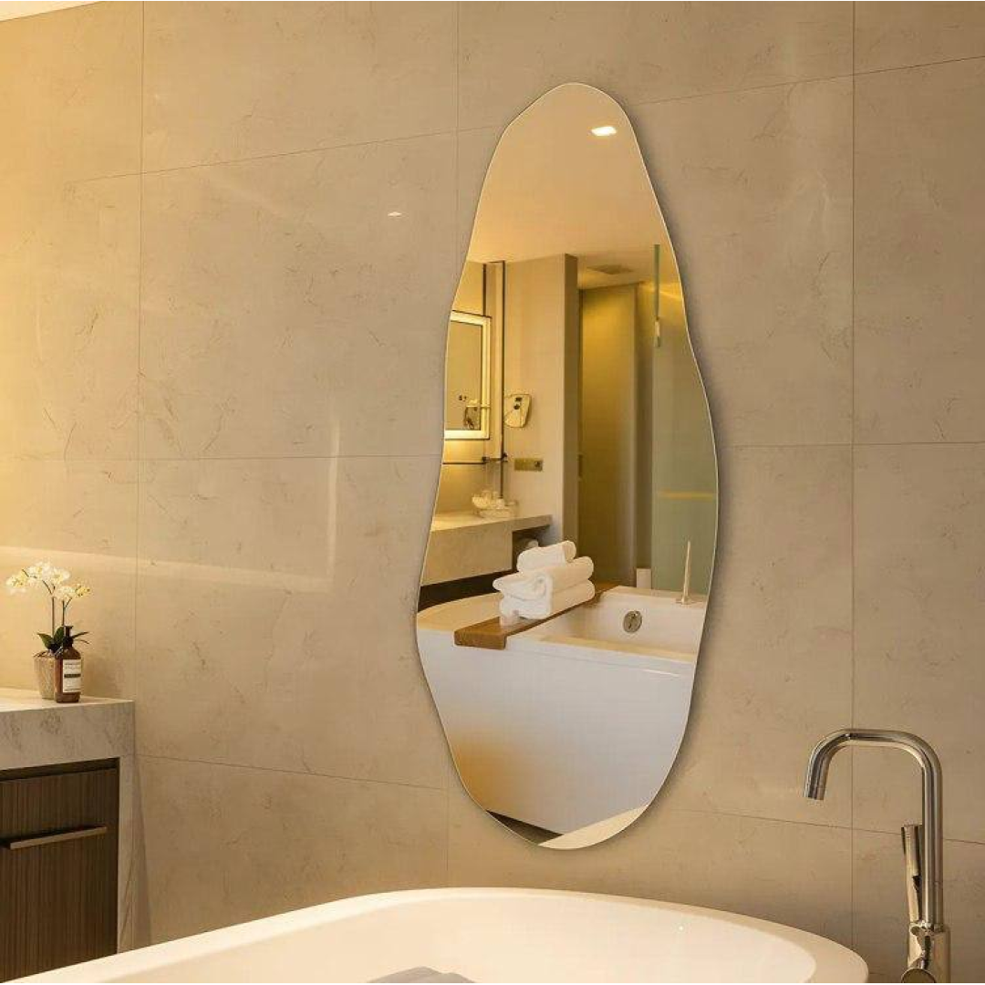 Espelho Orgânico Decoração Lapidado Design Moderno Luxo Polido Sem Moldura Vmex 70cm