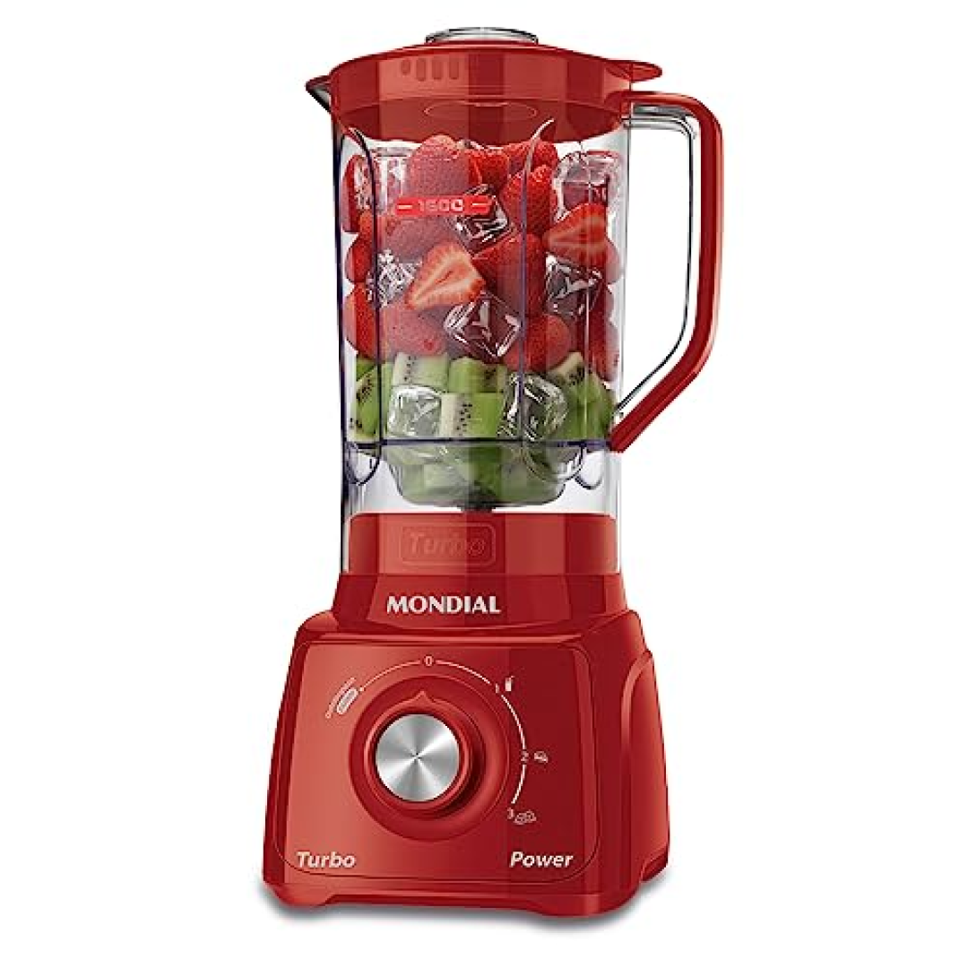 MONDIAL Liquidificador Turbo Power 550W, 110V, Vermelho, 1,6L L-99 FR