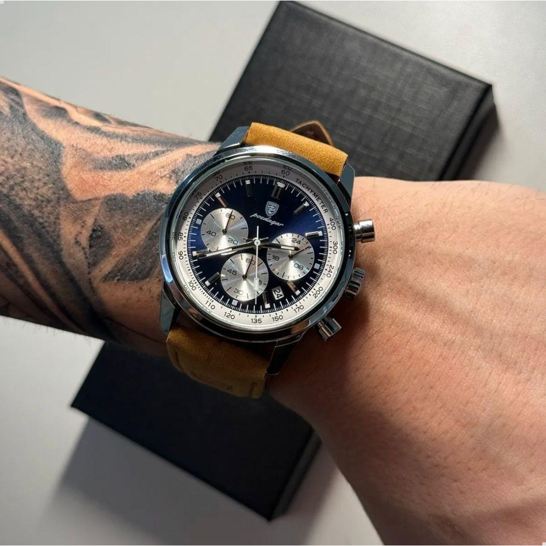 Relógio Luxo Poedagar Pulseira Em Couro (5 cores)