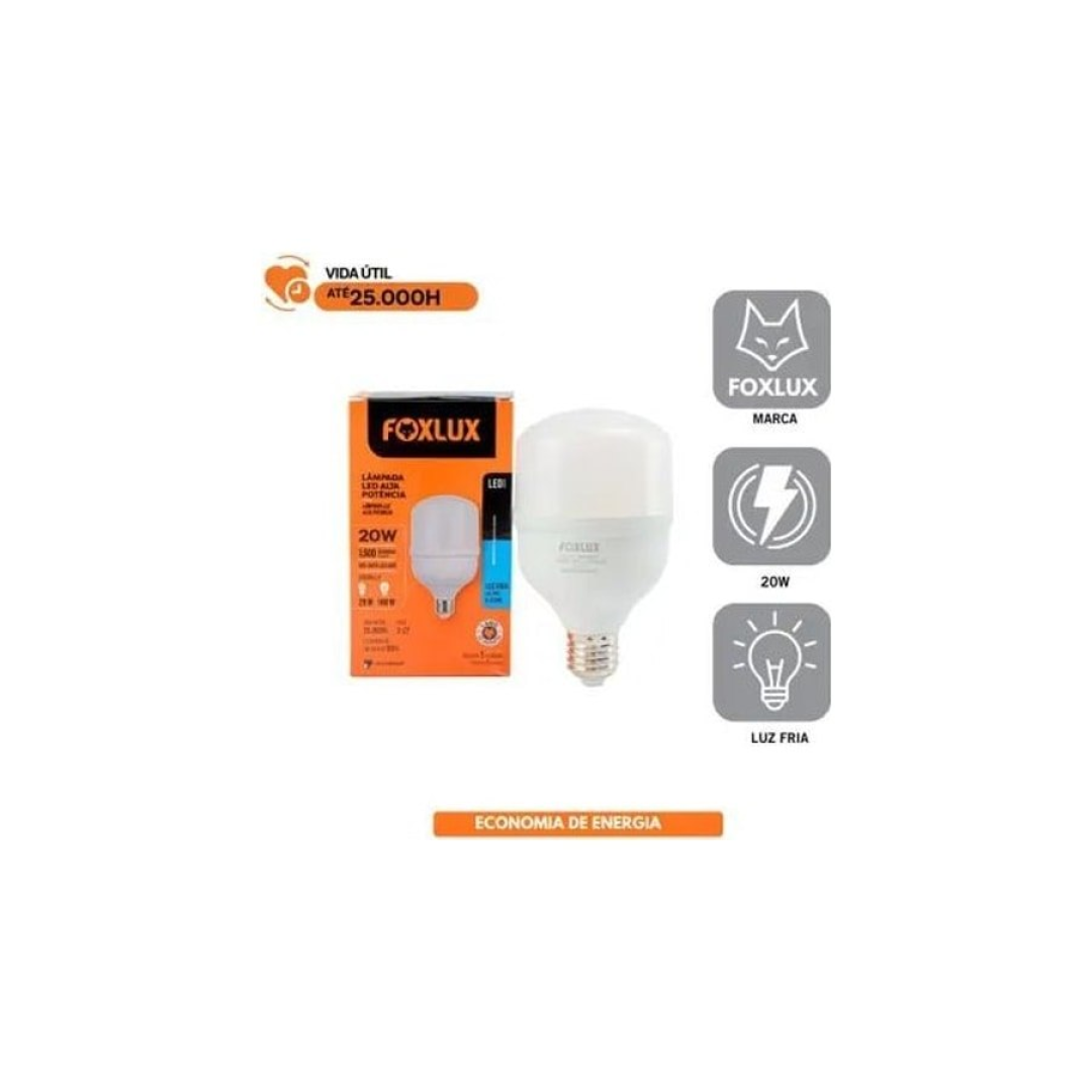 Lâmpada Led Alta Potência Foxlux 20W 6500K Branco Frio