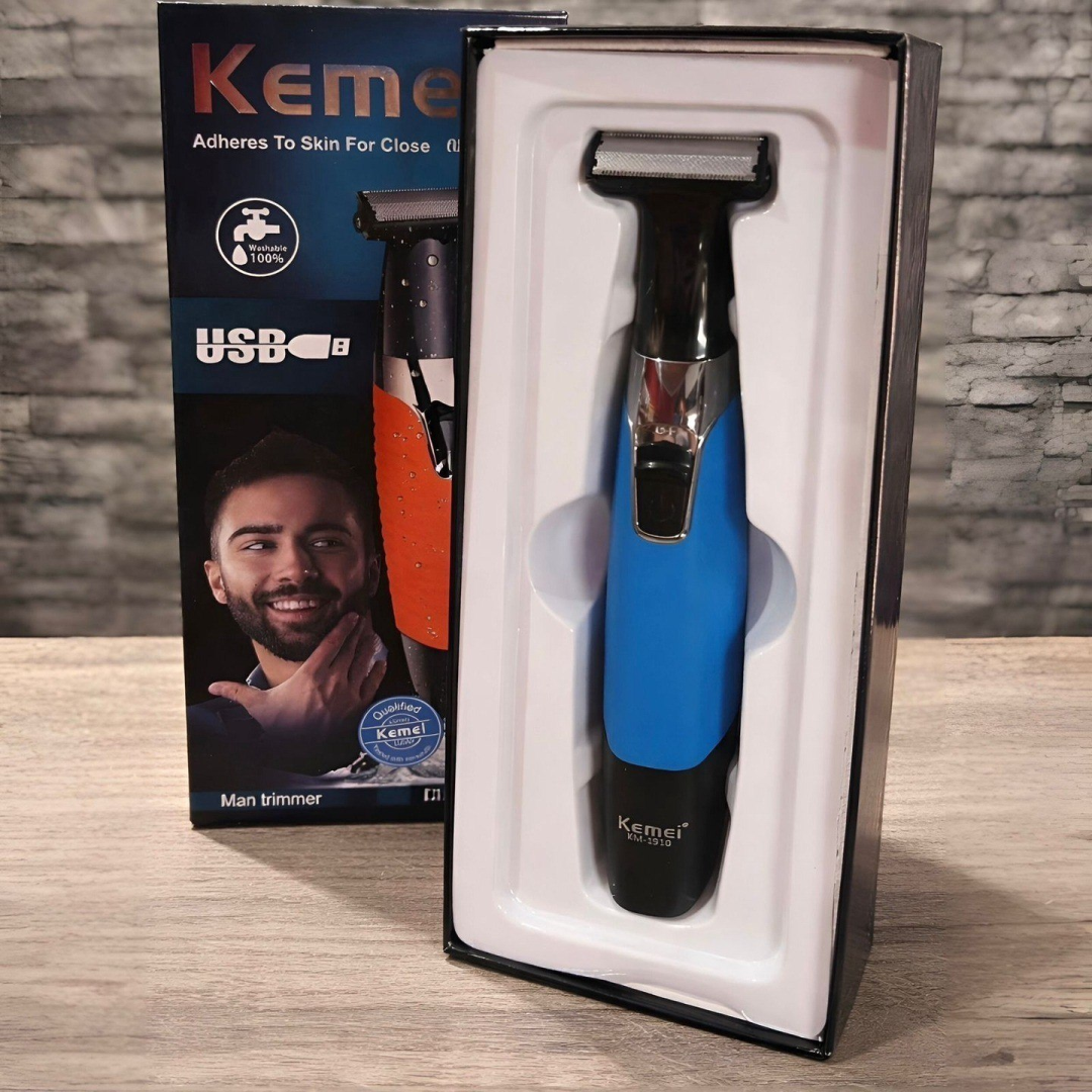 Barbeador Elétrico Prova D'água Kemei Azul