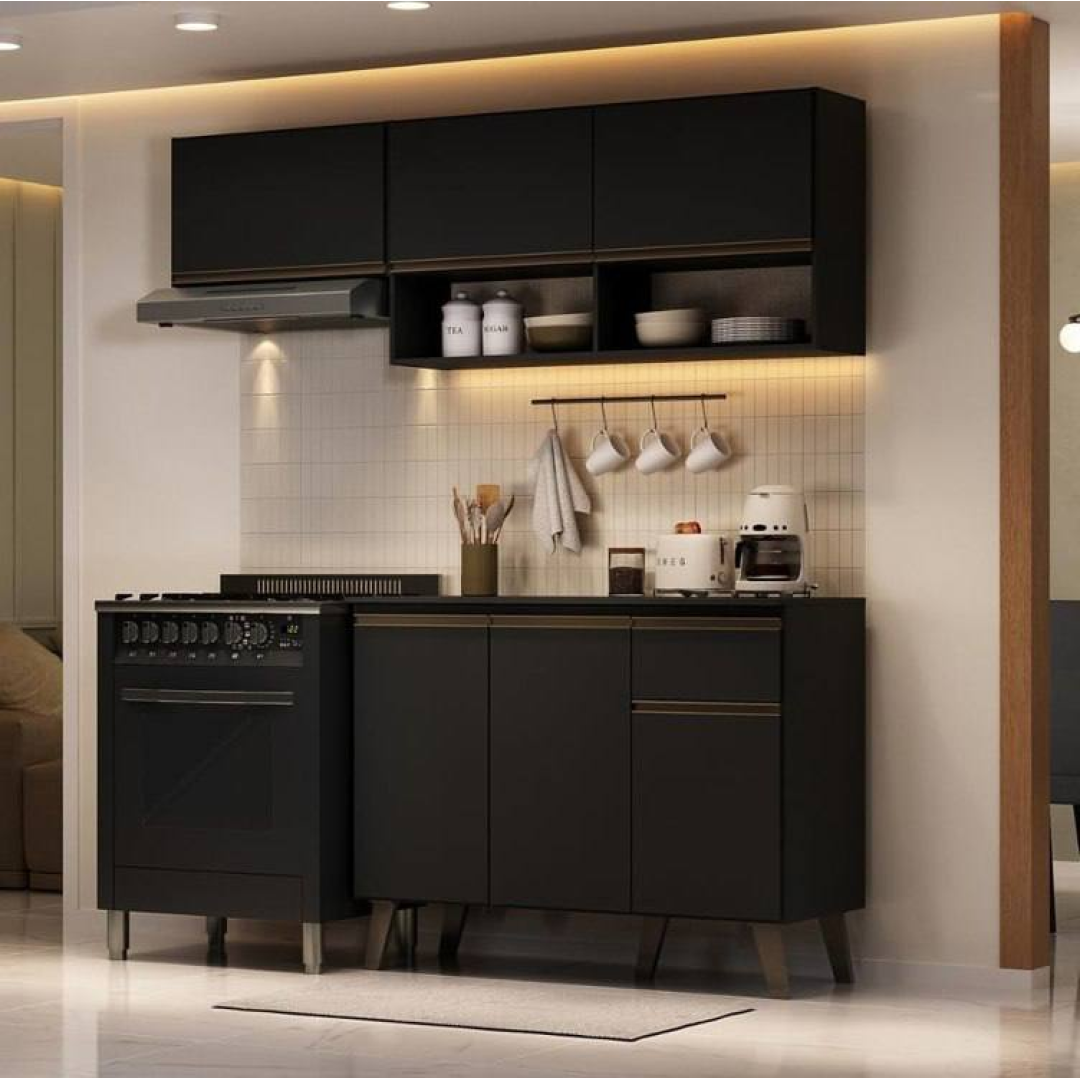 Armário de Cozinha Compacta Atlanta Petit carraro Preto Touch