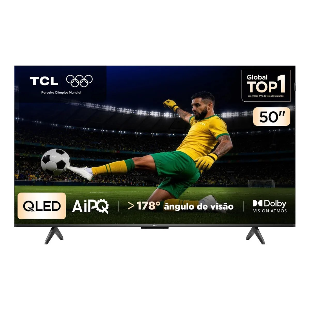 Smart TV TCL 50 Polegadas QLED 4K P7K WiFi Bluetooth Google TV HDR10+ Dolby Atmos Dolby Vision 50P7K