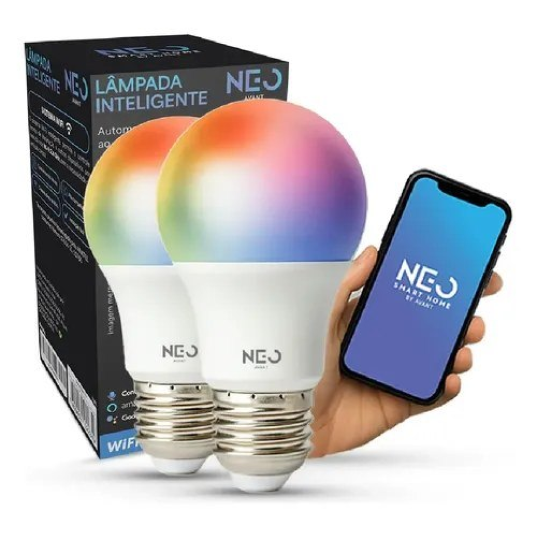 Kit 2 Lâmpadas Led Pera Smart Inteligente Wi Fi 2.4ghz Alexa Google 10w Rgb 2700k/6500k Branco Quente/neutro/frio E27 Avant Neo