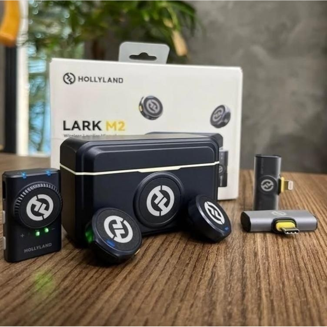 Microfone Lapela Hollyland Lark M2 Combo Duplo Usb-c, Lightning E Camera Preto