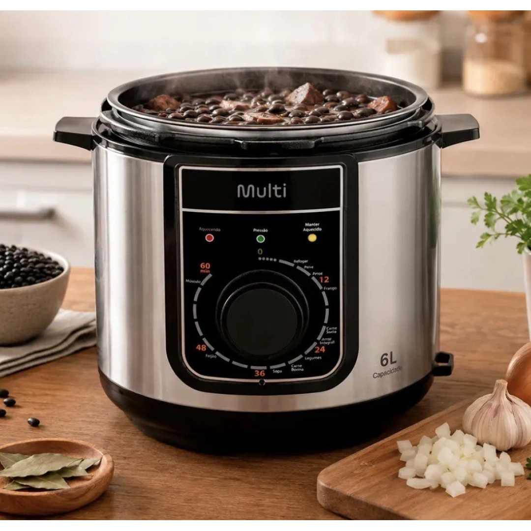 Panela de Pressão Elétrica Mecânica 11 Funções 6L 1000W GO50 - Multilaser