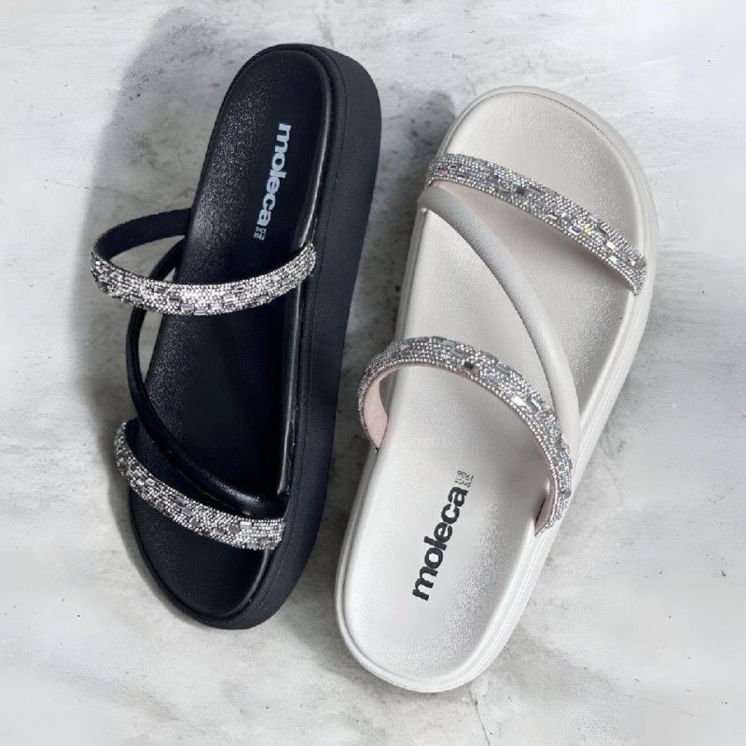 Sandália Feminina Brilho Strass Tendência Moda Original