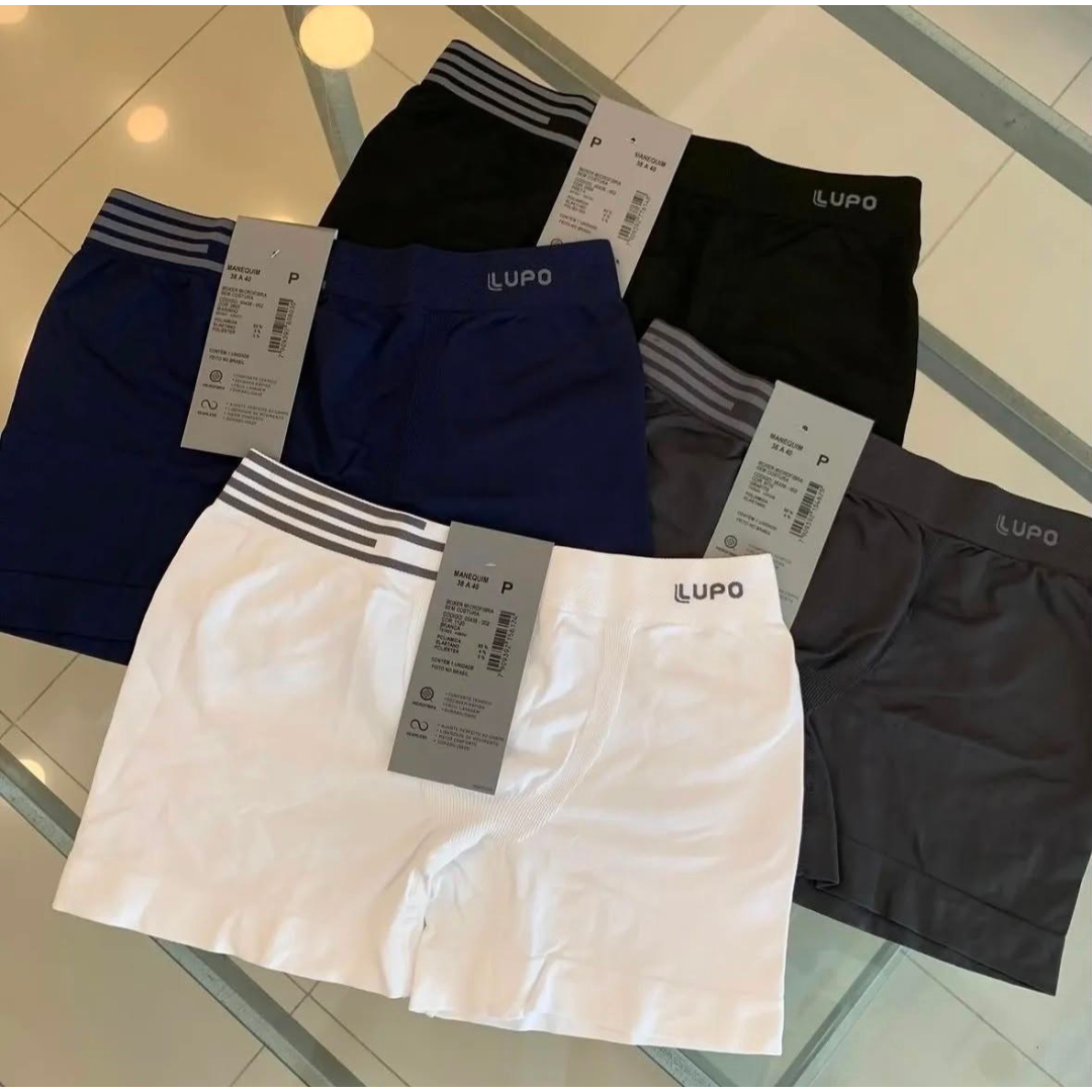 Kit com 4 Cuecas Lupo Boxer Poliamida Box sem Costura