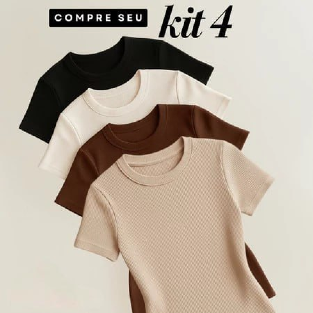 Kit 04 un. Blusas Feminina Ribana Canelado