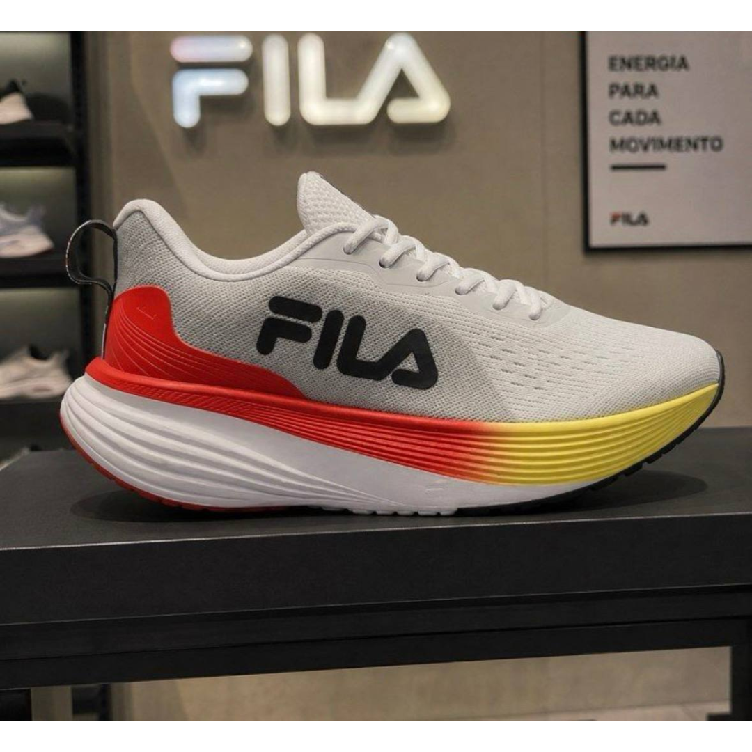 Tênis Masculino Agile Fila Branco/vermelho/verde Limao Lisa 39 Br