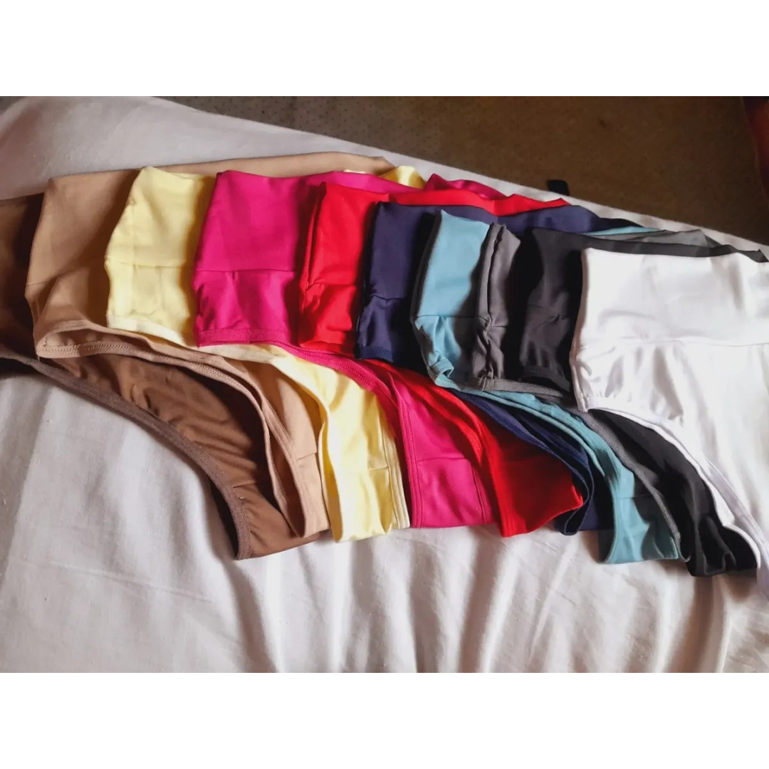Kit Com 10 Lindas Calcinha Cós Alto Cores Atacado Revenda