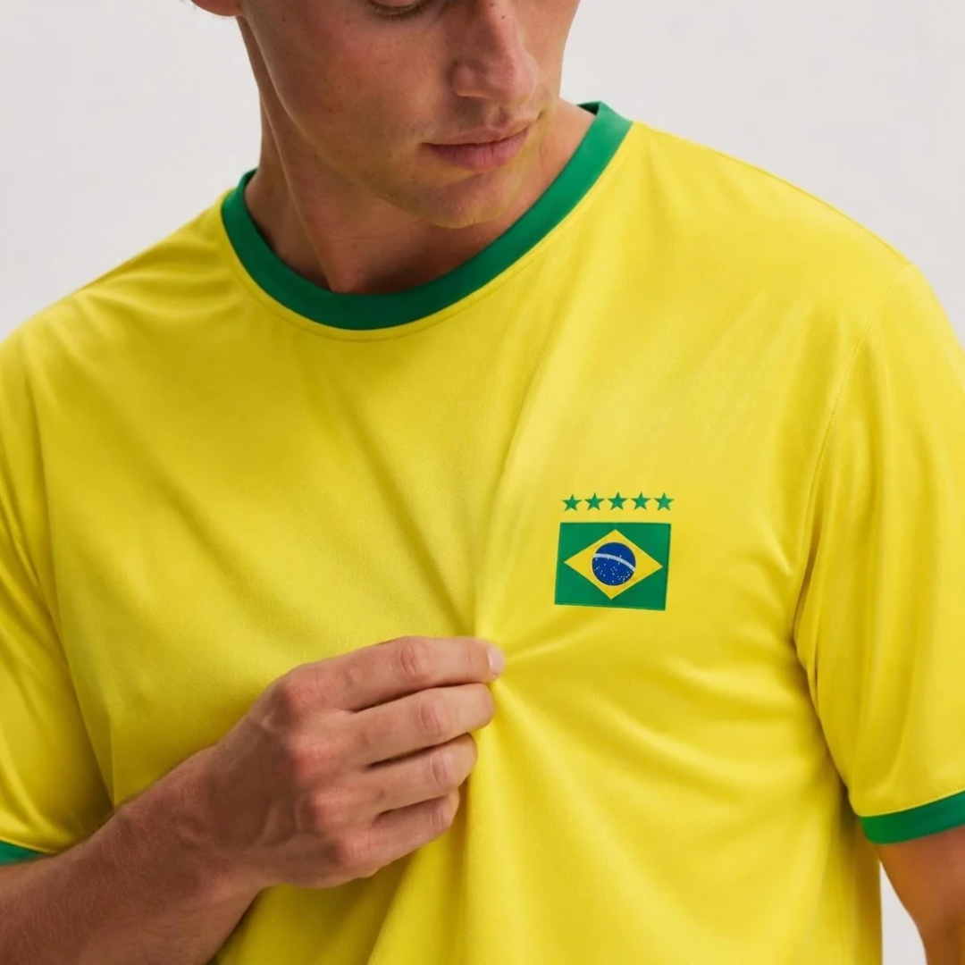 Camiseta Do Brasil Masculina Helanca Light Dry ADX - Amarelo