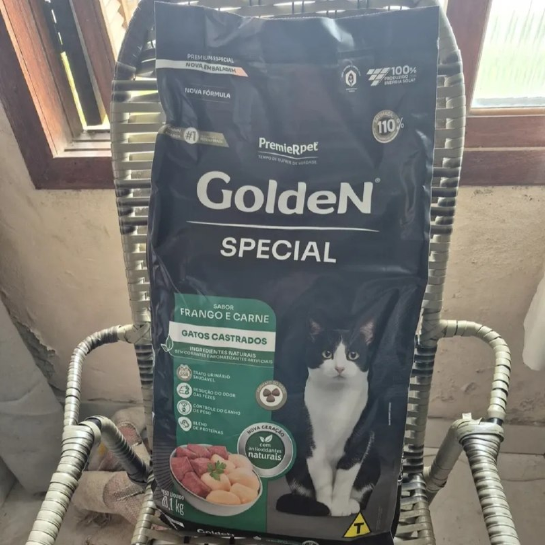 Ração Golden Premium Especial Castrado Carne Frango Gato Adulto 10,1kg