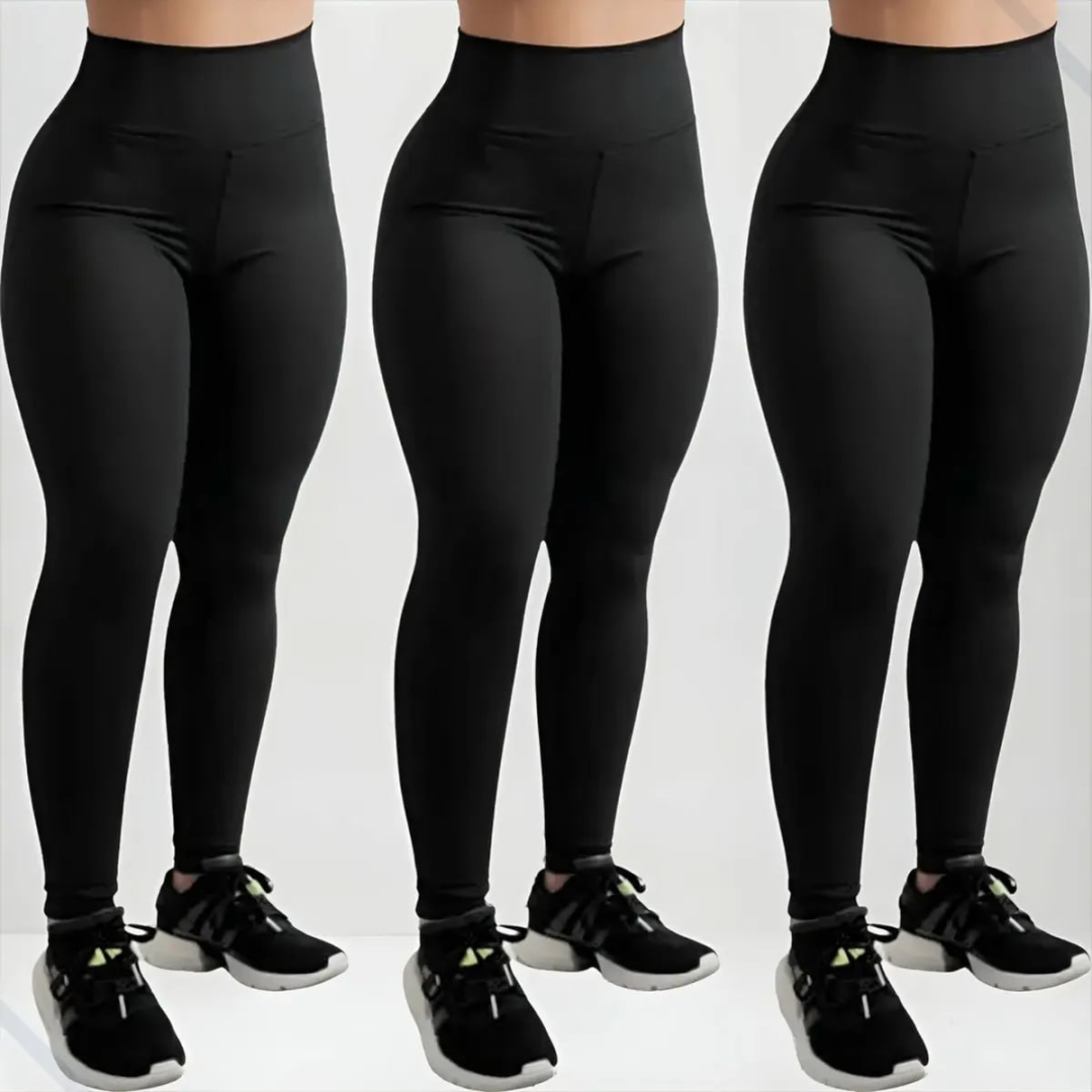 Kit 3 Calça Legging Grossa Suplex Cós Alto Leg Reforçada